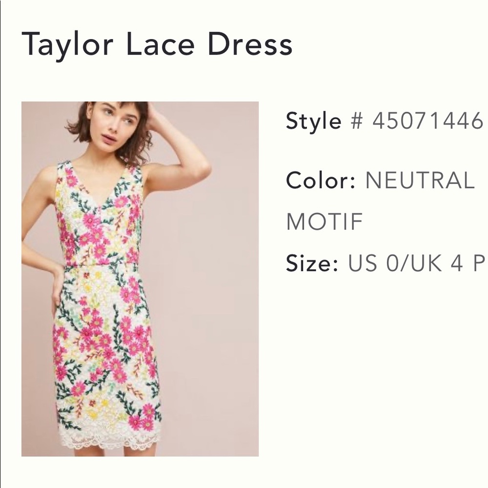 Anthropologie Lace Floral Dress